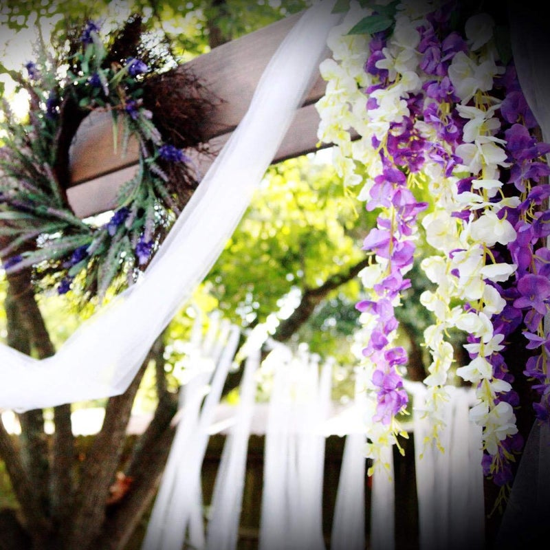 DearHouse 6 Pack 3.75 Feet/Piece Artificial Fake Wisteria Vine Ratta Hanging Garland Silk Flowers String Home Party Wedding Decor (Purple) - Image 5